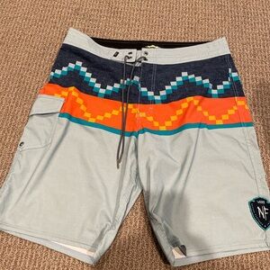 Vans Blue and Orange Patterned Men's Board Shorts